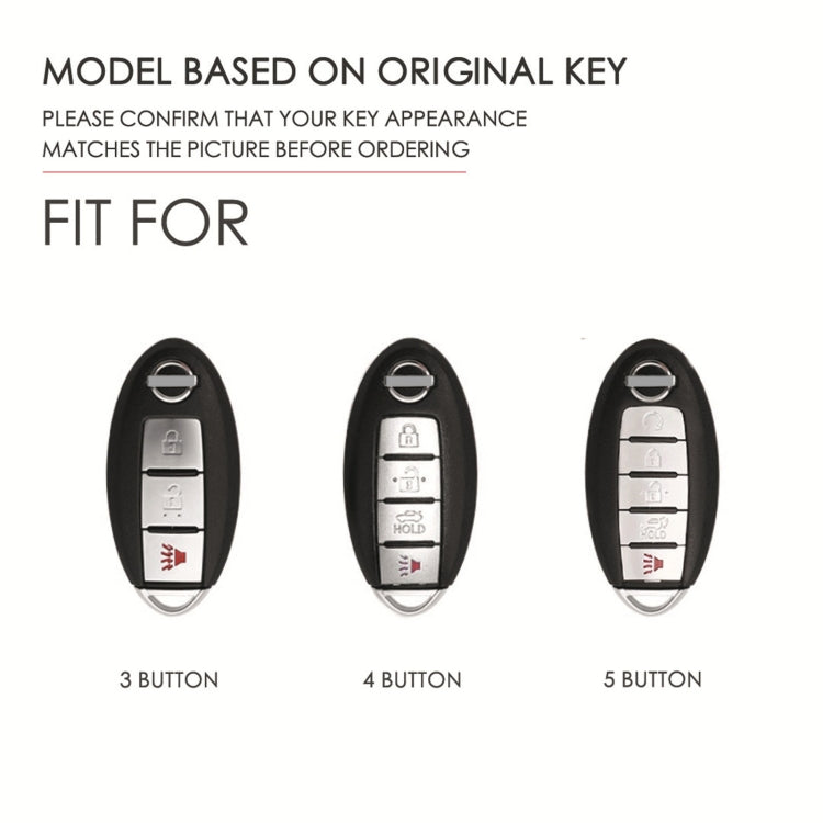 For Nissan 5-button Horn Hallmo Car Cowhide Leather Key Protective Cover Key Case(Blue) - free shipping - PMC TechLife - Order now!