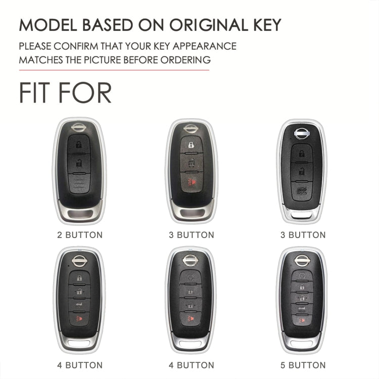 For Nissan Teana / Ariya 3-button Horn Hallmo Car Cowhide Leather Key Protective Cover Key Case(Black) - Car Key Cases by Hallmo | Online Shopping South Africa | PMC TechLife | Buy Now Pay Later Mobicred