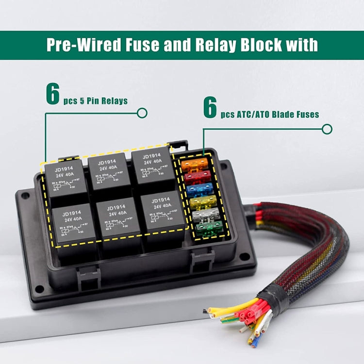 24V 5 Pin Car 6 Slots IP66 Waterproof Relay Fuse Box with Cable - Fuse by PMC Jewellery | Online Shopping South Africa | PMC Jewellery | Buy Now Pay Later Mobicred