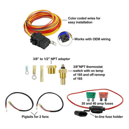 Car 12V 40A 165-185 Degree Electric Cooling Fan Thermostat Temperature Sensor Switch Set - DIY Cables by PMC Jewellery | Online Shopping South Africa | PMC Jewellery | Buy Now Pay Later Mobicred