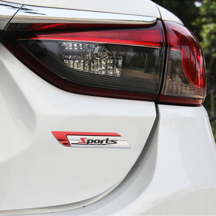 1 Pair Car SPORTS Personalized Aluminum Alloy Decorative Stickers, Size: 11.5 x 2.5 x 0.5cm (Red) - free shipping - PMC TechLife - Order now!