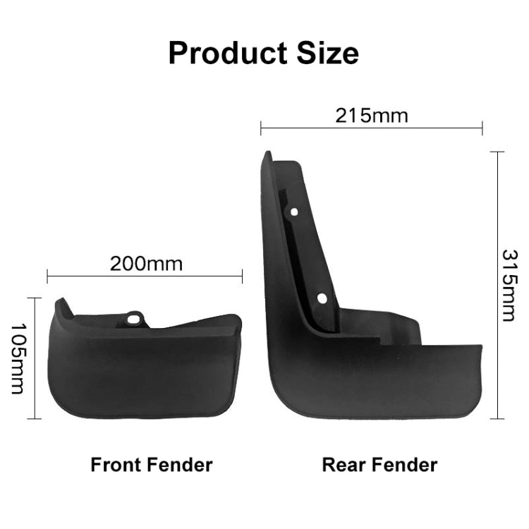 For Multivan Carvelle T5/T6 2008-2020 4pcs/Set Car Auto Soft Plastic Splash Flaps Fender Guard - Mudguards by PMC Jewellery | Online Shopping South Africa | PMC Jewellery