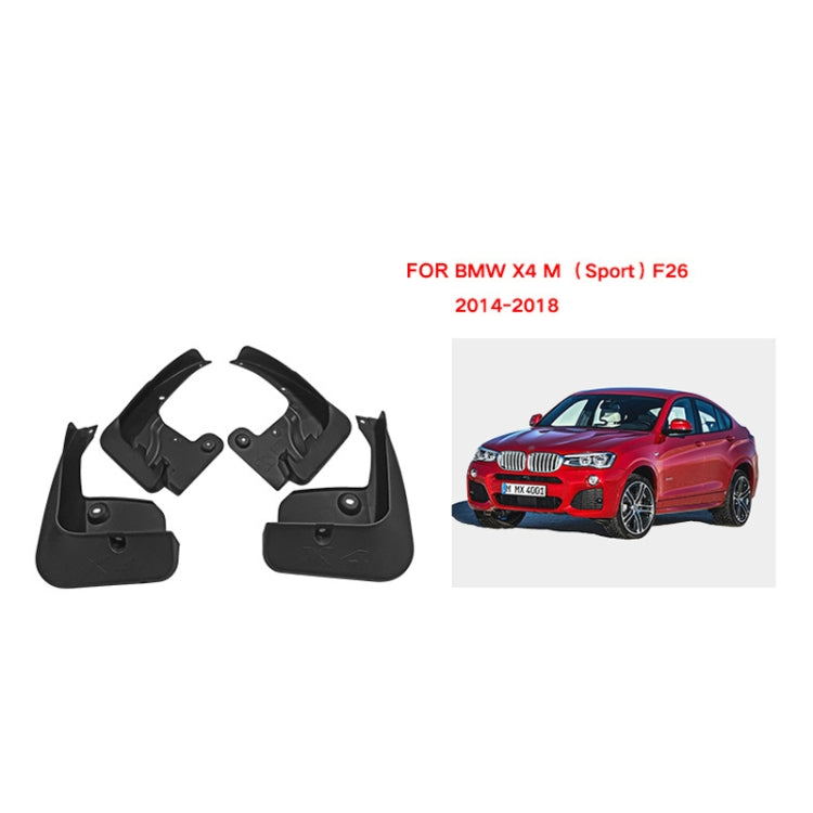 For BMW X4 M Sports F26 2014-2018 4pcs/Set Car Auto Soft Plastic Splash Flaps Fender Guard - Mudguards by PMC Jewellery | Online Shopping South Africa | PMC Jewellery | Buy Now Pay Later Mobicred