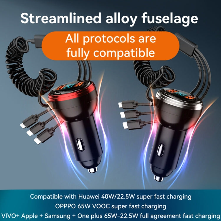 BW15 110W 3 in 1 Charging Cable & Dual USB Port Car Charger (Silver) - Car Charger by PMC TechLife | Online Shopping South Africa | PMC TechLife | Buy Now Pay Later Mobicred