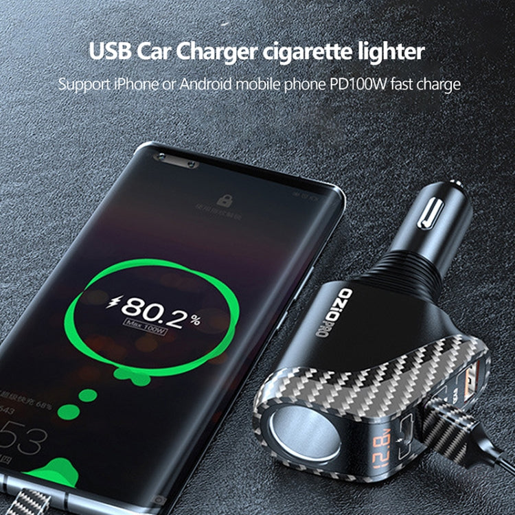 Ozio DY68TC 278W PD3.0 100W + Dual USB 66W+22.5W Carbon Fiber Pattern Car Charger - Car Charger by ozio | Online Shopping South Africa | PMC Jewellery | Buy Now Pay Later Mobicred