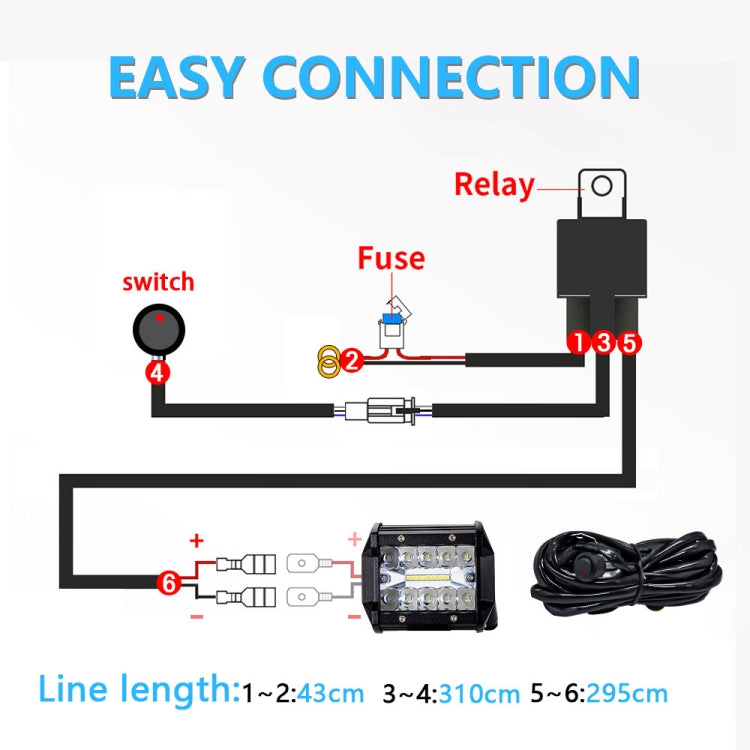 D0034 Off-road Vehicle 300W Round Waterproof Switch Light Wiring Harness - Wires by PMC TechLife | Online Shopping South Africa | PMC TechLife | Buy Now Pay Later Mobicred