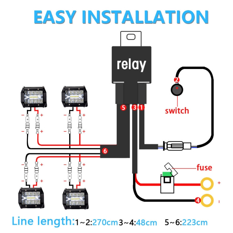 H0009 Off-road Vehicle 300W 4 in 1 Round Waterproof Switch Light Wiring Harness - Wires by PMC Jewellery | Online Shopping South Africa | PMC Jewellery | Buy Now Pay Later Mobicred