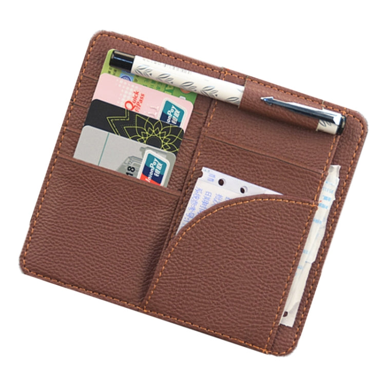 Car Multifunctional Sun Visor Card Holder Bill Storage Card Bag (Brown) - Stowing Tidying by PMC Jewellery | Online Shopping South Africa | PMC Jewellery | Buy Now Pay Later Mobicred