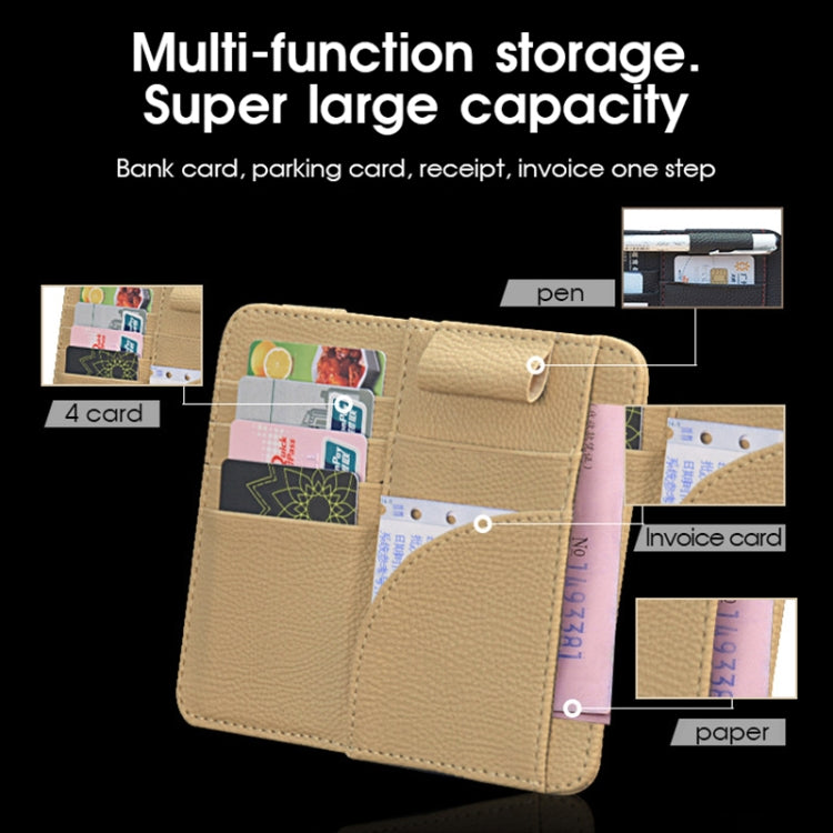 Car Multifunctional Sun Visor Card Holder Bill Storage Card Bag (Beige) - Stowing Tidying by PMC Jewellery | Online Shopping South Africa | PMC Jewellery | Buy Now Pay Later Mobicred