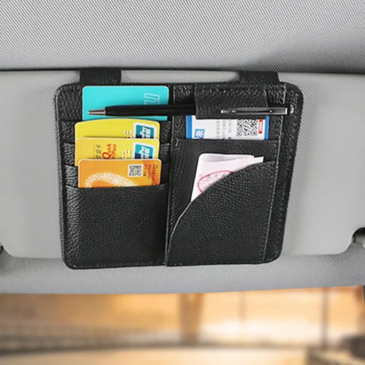 Car Multifunctional Sun Visor Card Holder Bill Storage Card Bag (Brown) - Stowing Tidying by PMC Jewellery | Online Shopping South Africa | PMC Jewellery | Buy Now Pay Later Mobicred