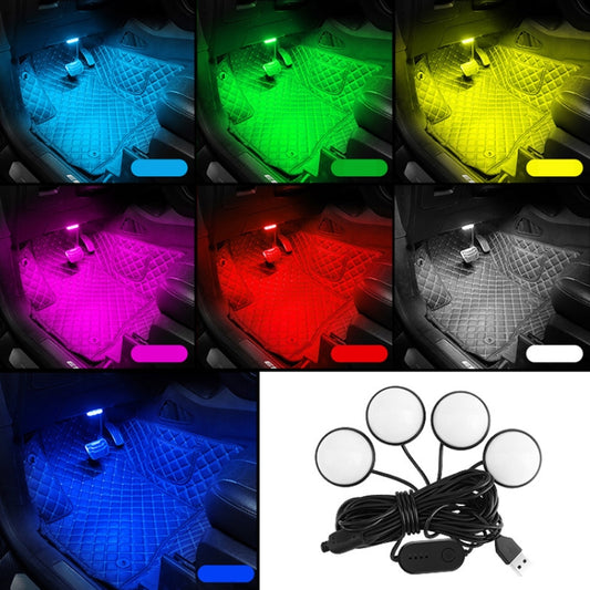 Car 4 in 1 USB RGB Foot Colorful LED Atmosphere Light - Atmosphere lights by PMC Jewellery | Online Shopping South Africa | PMC Jewellery | Buy Now Pay Later Mobicred