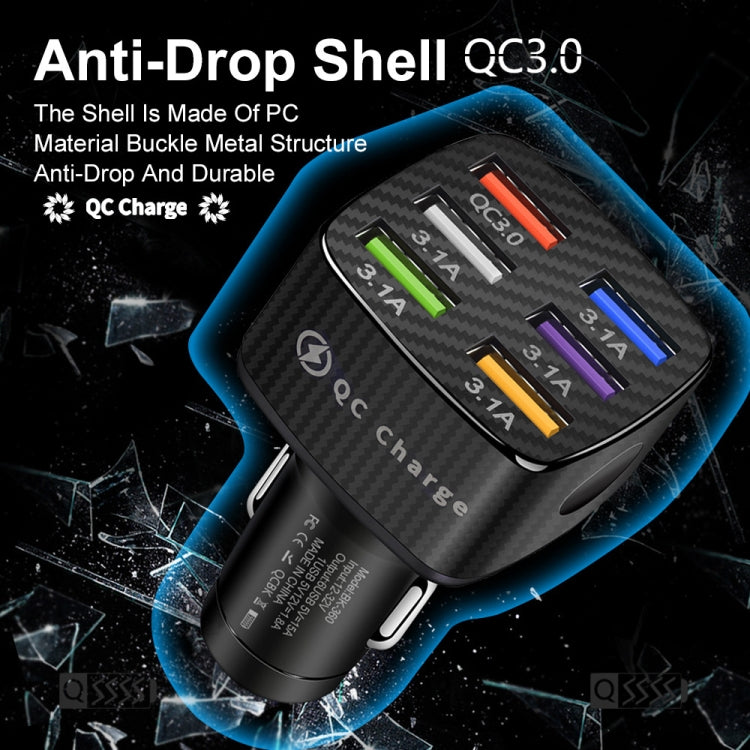 BK-360 6 in 1 QC3.0+3.1A USB luminescent Car Charger (Black) - Car Charger by PMC TechLife | Online Shopping South Africa | PMC TechLife | Buy Now Pay Later Mobicred