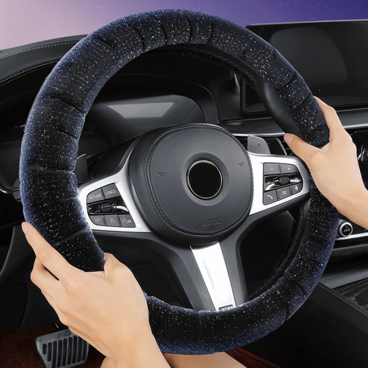 Round Style Car Universal Self Heating Plush Warm Anti-skid Steering Wheel Cover, Diameter: 38cm (Black) - Steering Wheel Accessories by PMC TechLife | Online Shopping South Africa | PMC TechLife | Buy Now Pay Later Mobicred