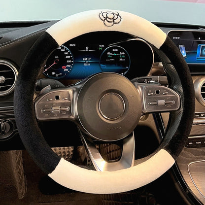 Round Style Car Universal Camellia Pattern Plush Warm Anti-skid Steering Wheel Cover, Diameter: 38cm - Steering Wheel Accessories by PMC Jewellery | Online Shopping South Africa | PMC Jewellery | Buy Now Pay Later Mobicred