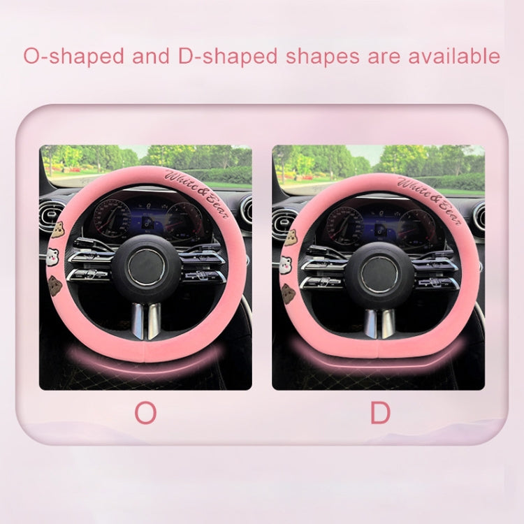 Round Style Car Universal Cartoon Pattern Plush Warm Anti-skid Steering Wheel Cover, Diameter: 38cm (Pink) - Steering Wheel Accessories by PMC Jewellery | Online Shopping South Africa | PMC Jewellery | Buy Now Pay Later Mobicred