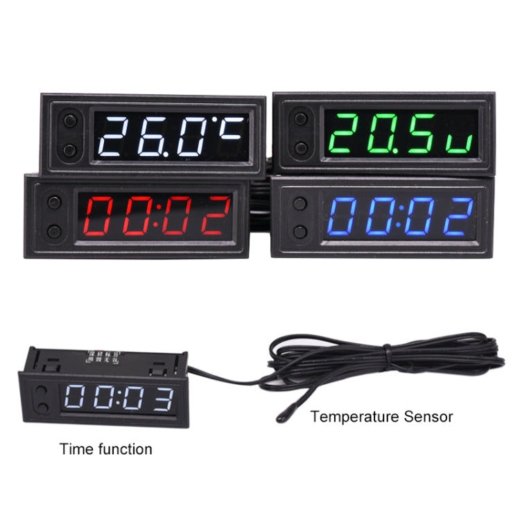 3 in 1 DC5-50V Car High-precision Electronic LED Luminous Clock + Thermometer + Voltmeter (White) - Clocks & Car Meters by PMC TechLife | Online Shopping South Africa | PMC TechLife | Buy Now Pay Later Mobicred