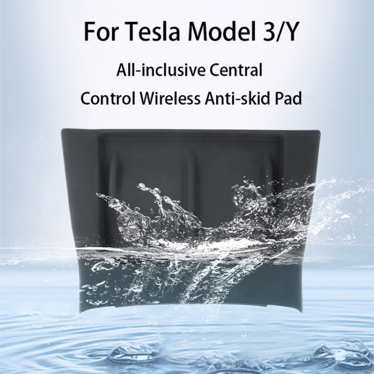 For Tesla Model 3 / Y Car Center Console Phone Wireless Charging Silicone Anti-slip Mat (Grey) - Wireless Charging Pads by PMC Jewellery | Online Shopping South Africa | PMC Jewellery | Buy Now Pay Later Mobicred