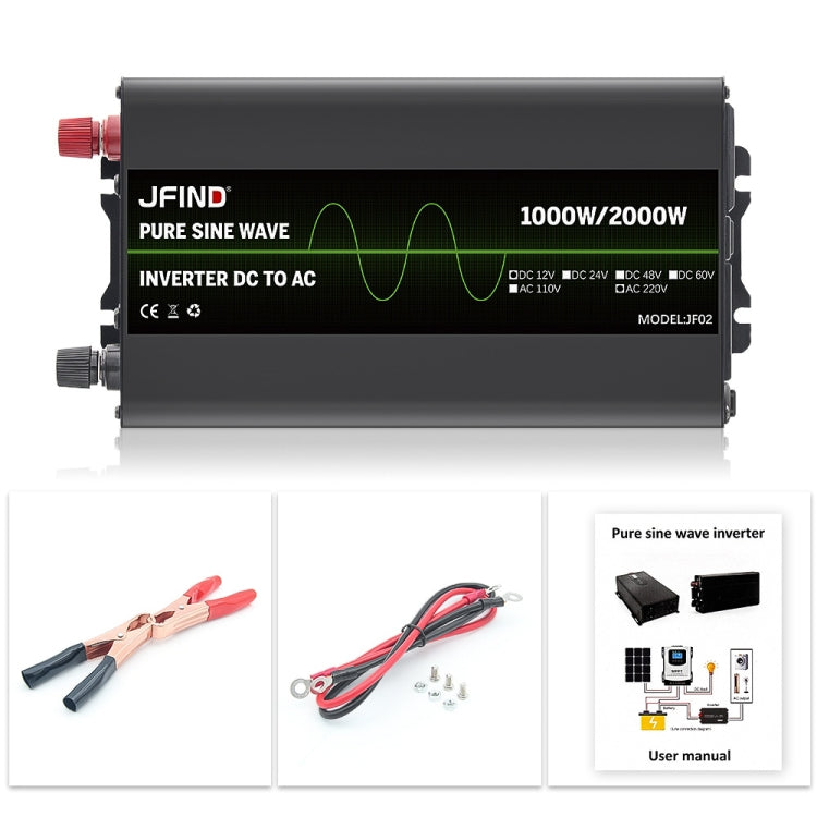 JFIND JF02 1000W 12V to 220V Pure Sine Wave Power Inverter, Universal Plug - Pure Sine Wave by JFIND | Online Shopping South Africa | PMC TechLife | Buy Now Pay Later Mobicred