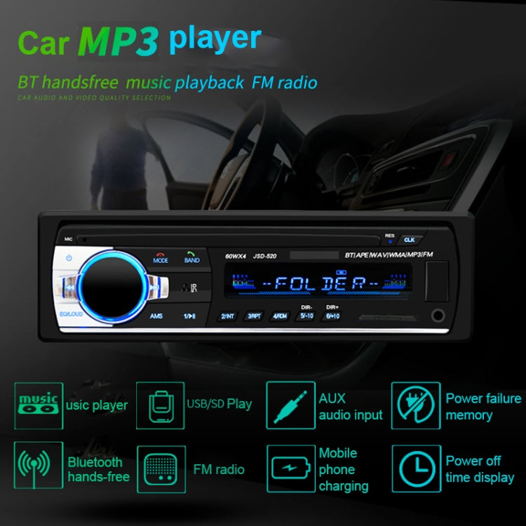 JSD-520 Car Stereo Radio MP3 Audio Player Support Bluetooth Hand-free Calling / FM / USB / SD, EU Plug Version - Car MP3 & MP4 & MP5 by PMC Jewellery | Online Shopping South Africa | PMC Jewellery | Buy Now Pay Later Mobicred