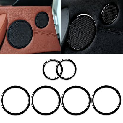 6pcs / Set Car Door Horn Ring Decorative Sticker for BMW X5 E70 2008-2013 / X6 E71 2009-2014, Left and Right Drive Universal(Black) - Car Interior Mouldings by PMC Jewellery | Online Shopping South Africa | PMC Jewellery | Buy Now Pay Later Mobicred