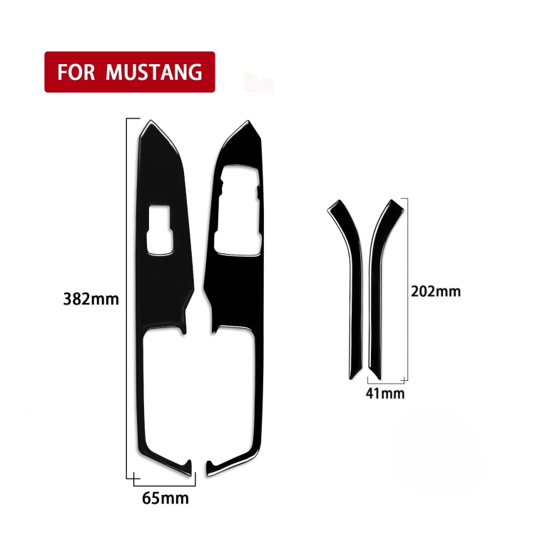 For Ford Mustang 2015-2020 4 in 1 Car Window Lift Panel Decorative Sticker, Right Drive (Black) - Car Interior Mouldings by PMC Jewellery | Online Shopping South Africa | PMC Jewellery | Buy Now Pay Later Mobicred