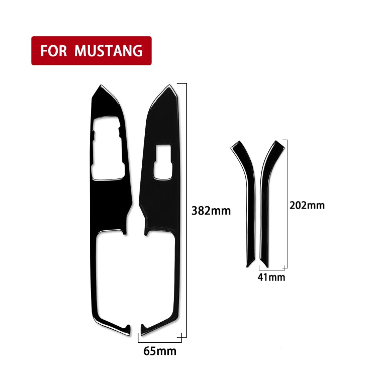 For Ford Mustang 2015-2020 4 in 1 Car Window Lift Panel Decorative Sticker, Left Drive (Black) - Car Interior Mouldings by PMC Jewellery | Online Shopping South Africa | PMC Jewellery | Buy Now Pay Later Mobicred