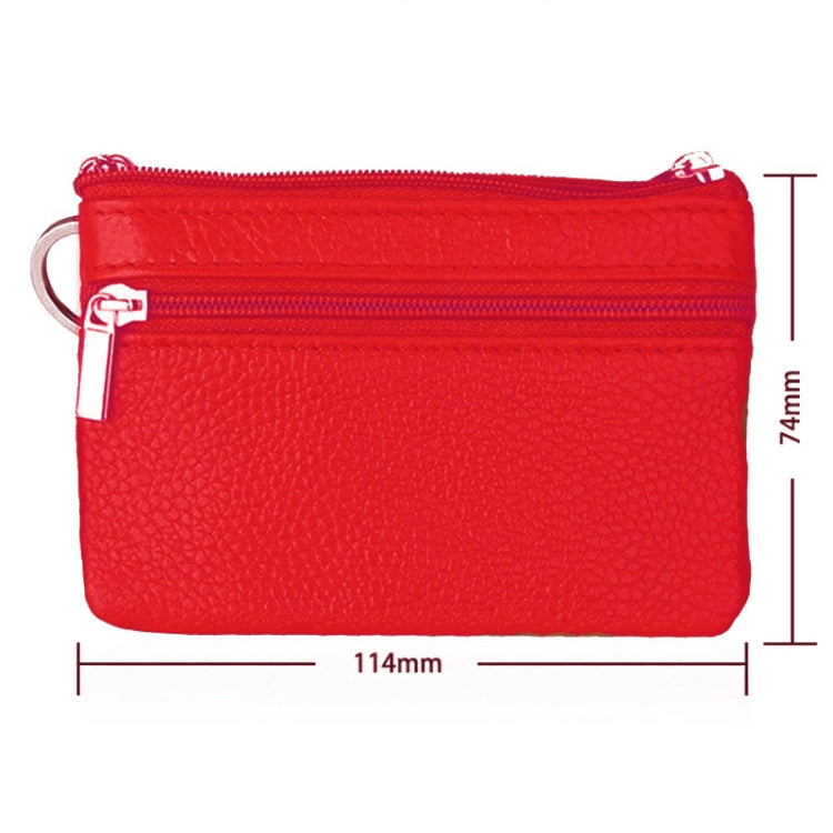 Cowhide Leather Zipper Solid Color Horizontal Card Holder Wallet RFID Blocking Coin Purse Card Bag Protect Case, Size: 11.4*7.4cm(Red) - Antimagnetic RFID Package by PMC Jewellery | Online Shopping South Africa | PMC Jewellery | Buy Now Pay Later Mobicred