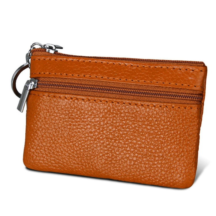 Cowhide Leather Zipper Solid Color Horizontal Card Holder Wallet RFID Blocking Coin Purse Card Bag Protect Case, Size: 11.4*7.4cm(Brown) - free shipping - PMC Jewellery - Order now!