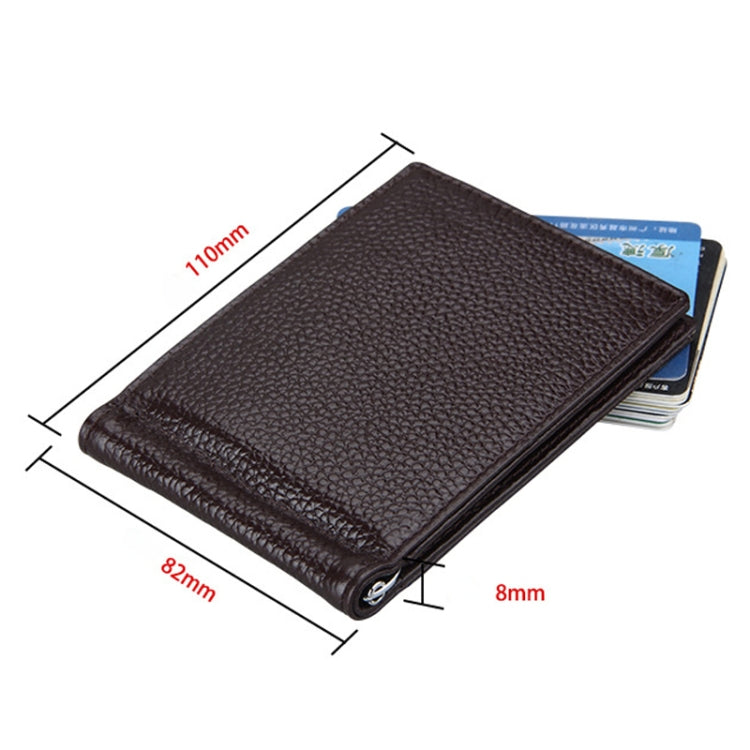 Cowhide Leather Litchi Texture Card Holder Wallet RFID Blocking Coin Purse Card Bag Protect Case with 6 Card Slots, Size: 110*82*8mm(Magenta) - free shipping - PMC Jewellery - Order now!