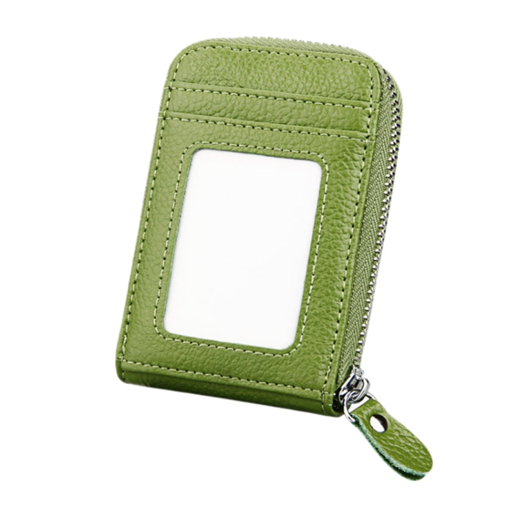 Genuine Cowhide Leather Solid Color Zipper Vertical Card Holder Wallet RFID Blocking Card Bag Protect Case with 12 Card Slots, Size: 11.5*7.5cm(Green) - free shipping - PMC Jewellery - Order now!