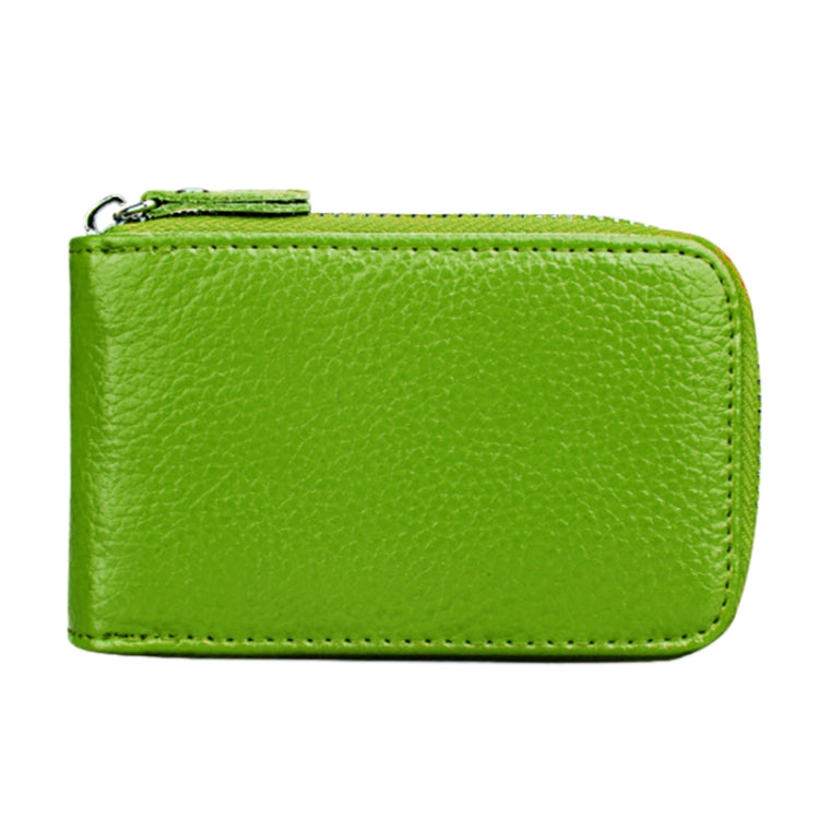 Genuine Cowhide Leather Solid Color Zipper Vertical Card Holder Wallet RFID Blocking Card Bag Protect Case with 12 Card Slots, Size: 11.5*7.5cm(Green) - free shipping - PMC Jewellery - Order now!