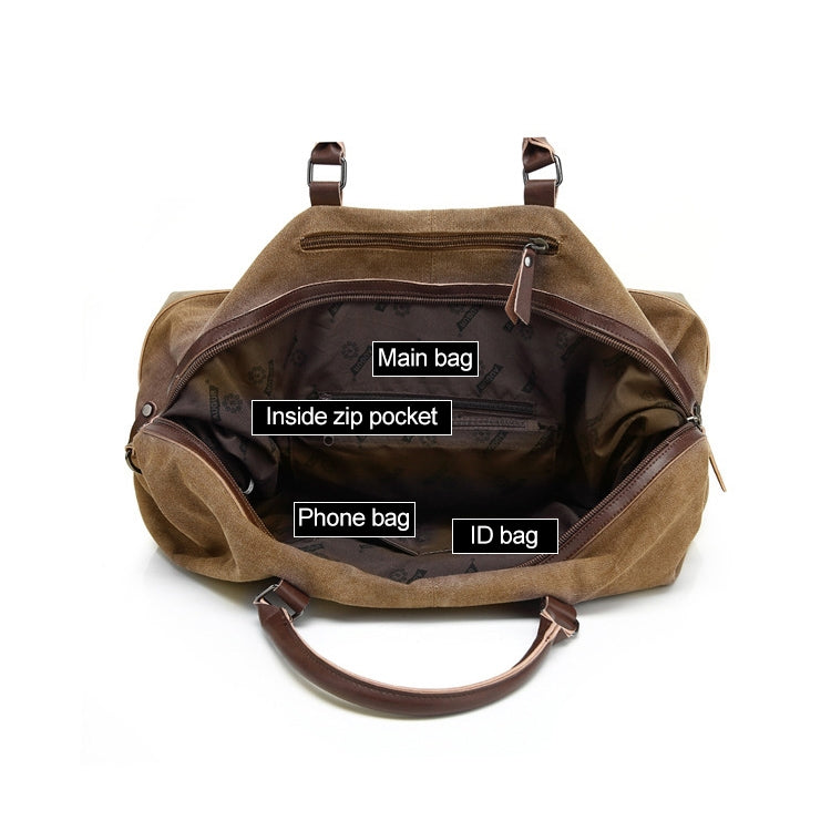 AUGUR 2012 Portable Casual Canvas Travel Handbag Baggage Shoulder Crossby Bag(Coffee) - Handbags by AUGUR | Online Shopping South Africa | PMC TechLife | Buy Now Pay Later Mobicred
