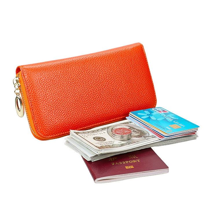 906 Antimagnetic RFID Litchi Texture Women Large Capacity Hand Wallet Purse Phone Bag with Card Slots(Orange) - free shipping - PMC Jewellery - Order now!