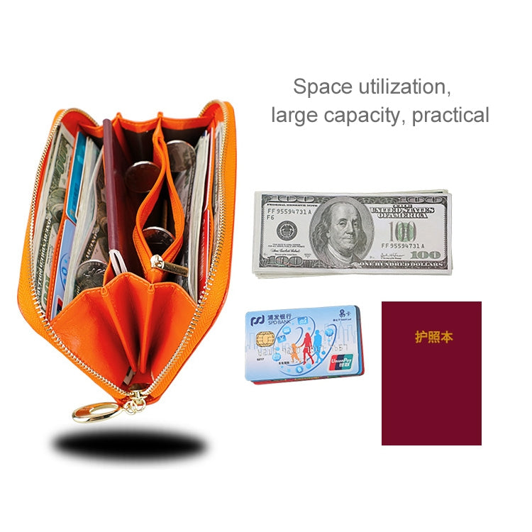 906 Antimagnetic RFID Litchi Texture Women Large Capacity Hand Wallet Purse Phone Bag with Card Slots(Orange) - free shipping - PMC Jewellery - Order now!