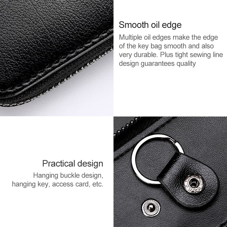 9106 Large-capacity Zipper Leather Keys Holder Bag Multi-function Wallet(Blue) - Wallets by PMC TechLife | Online Shopping South Africa | PMC TechLife