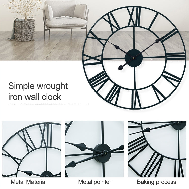 45cm Retro Living Room Iron Round Roman Numeral Mute Decorative Wall Clock (Bronze) - Wall Clock by PMc TechLife | Online Shopping South Africa | PMc TechLife | Buy Now Pay Later Mobicred