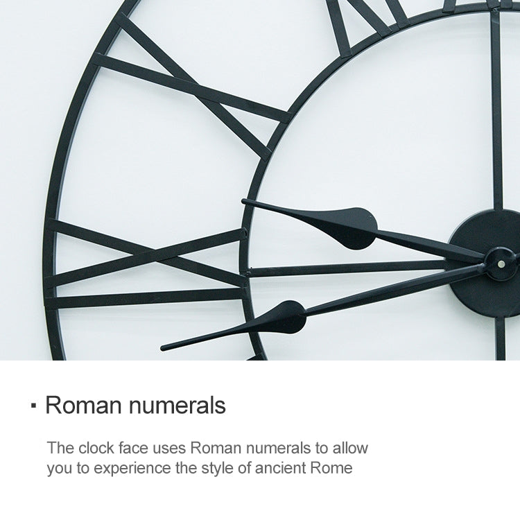 80cm Retro Living Room Iron Round Roman Numeral Mute Decorative Wall Clock (Black) - Wall Clock by PMc TechLife | Online Shopping South Africa | PMc TechLife | Buy Now Pay Later Mobicred