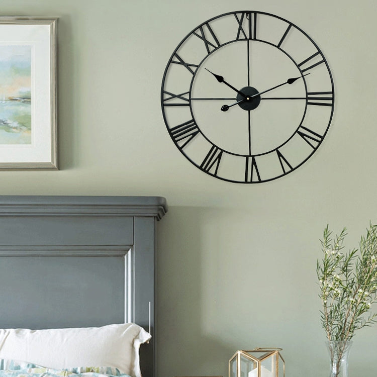 80cm Retro Living Room Iron Round Roman Numeral Mute Decorative Wall Clock (Black) - Wall Clock by PMc TechLife | Online Shopping South Africa | PMc TechLife | Buy Now Pay Later Mobicred