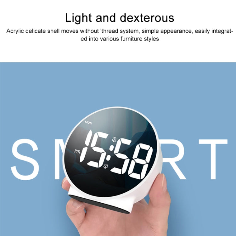8816 LED Mirror Round Dual-purpose Alarm Clock (White) - Novelty Clock by PMc TechLife | Online Shopping South Africa | PMc TechLife | Buy Now Pay Later Mobicred