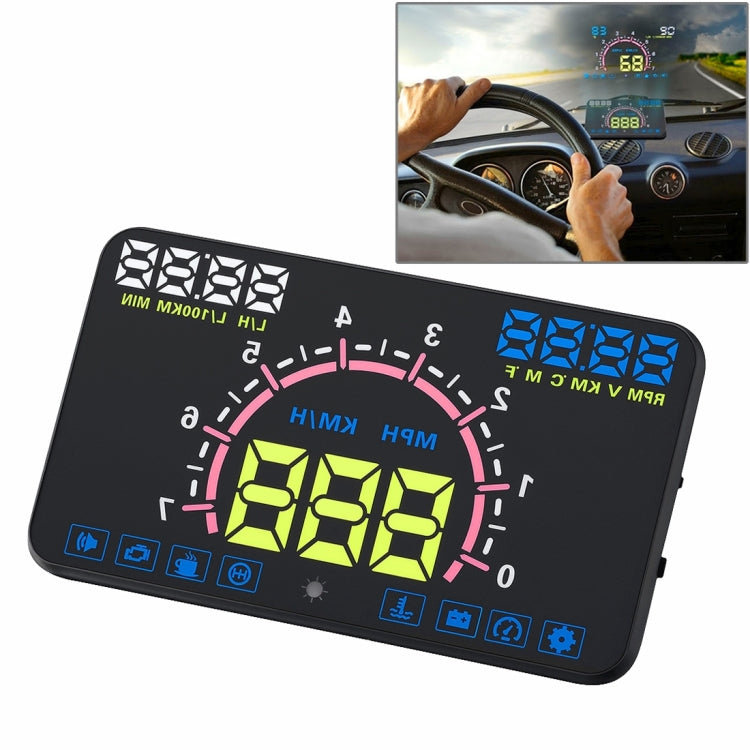 E350 5.8 inch Car HUD / OBD2 Vehicle-mounted Gator Automotive Head Up Display Security System with Multi-color LED, Support Car Real Speed & Turn Speed & Water Temperature & Oil Consumption & Driving  ... peed Alarm, Mile Switching, Light Sensor Functions - Head Up Display System by PMC TechLife | Online Shopping South Africa | PMC TechLife | Buy Now Pay Later Mobicred