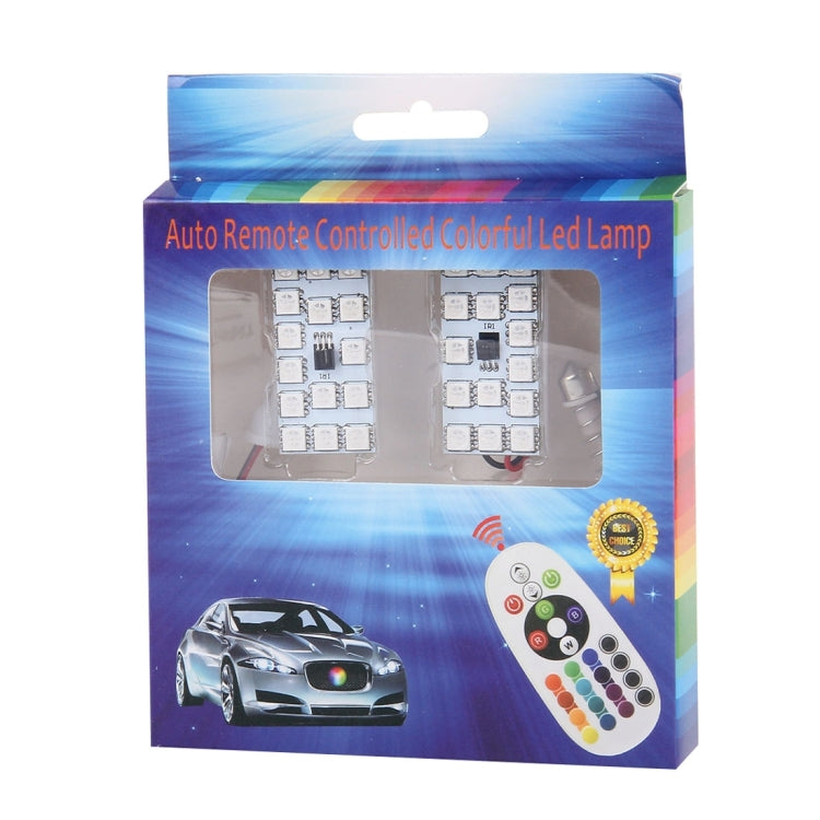 2 PCS Colorful 41MM T10 + Bicuspid Port Remote Control Car Dome Lamp LED Reading Light with 15 LED Lights - Dome Lights by PMC Jewellery | Online Shopping South Africa | PMC Jewellery | Buy Now Pay Later Mobicred
