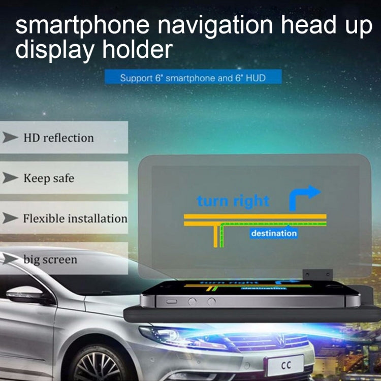 Universal Car GPS HUD Head Up Display Holder / Mobile Phone Navigation Bracket, For iPhone, Galaxy, Huawei, Xiaomi, Lenovo, Sony, LG, HTC and Other Smartphones(Black) - Head Up Display System by PMC Jewellery | Online Shopping South Africa | PMC Jewellery | Buy Now Pay Later Mobicred