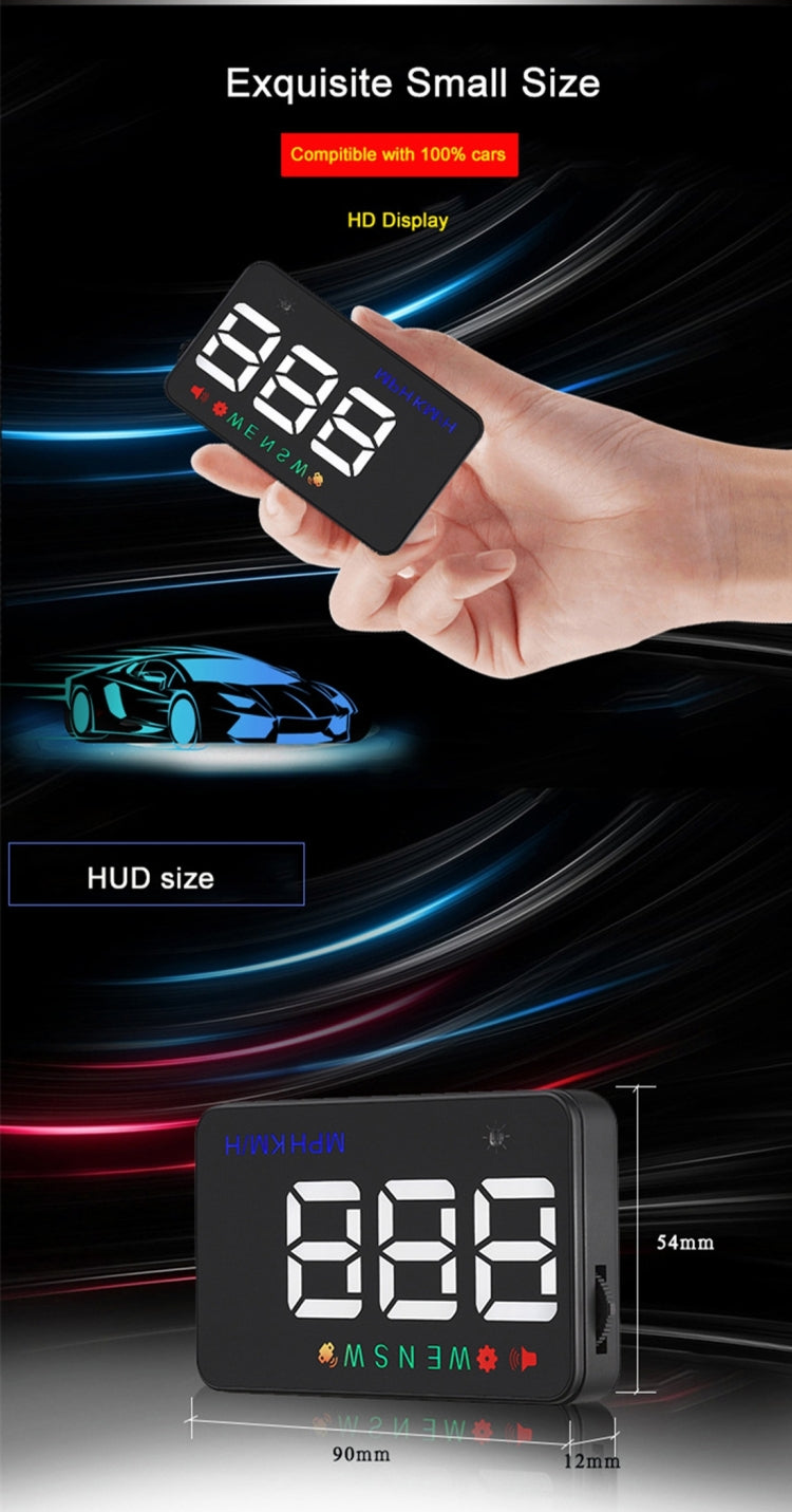 Geyiren A5 HUD 3.5 inch Car Head Up Display with GPS System, Two Mode Display, Light Sensors, KM/h MPH Speed, Compass, Speed Alarm(Black) - Head Up Display System by PMC Jewellery | Online Shopping South Africa | PMC Jewellery | Buy Now Pay Later Mobicred