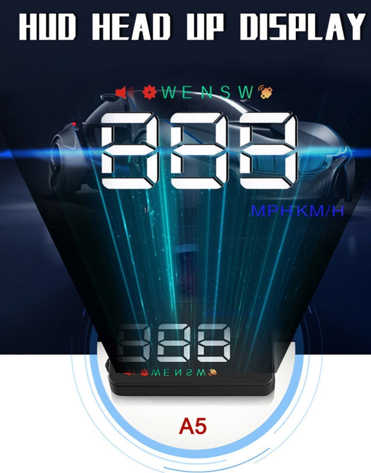 Geyiren A5 HUD 3.5 inch Car Head Up Display with GPS System, Two Mode Display, Light Sensors, KM/h MPH Speed, Compass, Speed Alarm(Black) - Head Up Display System by PMC TechLife | Online Shopping South Africa | PMC TechLife | Buy Now Pay Later Mobicred