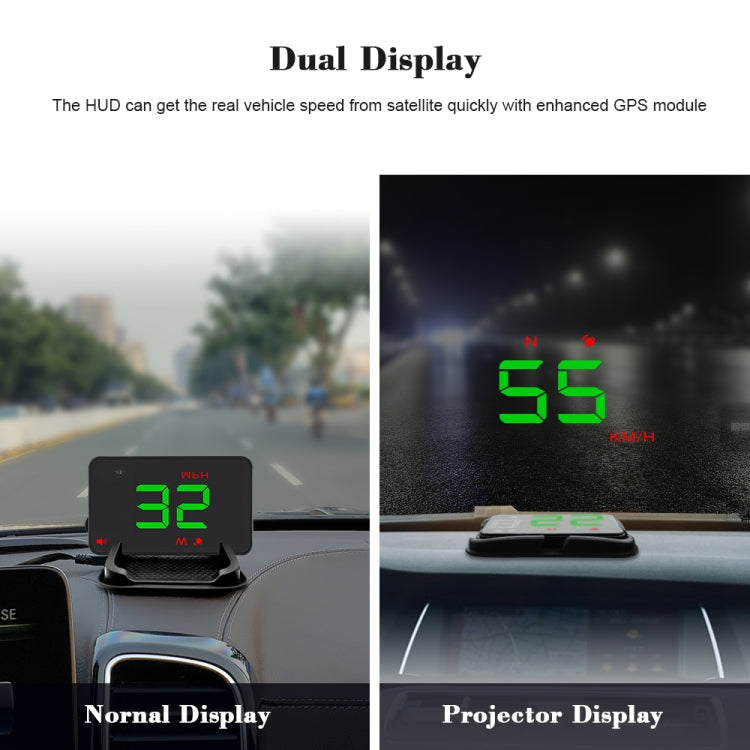 Geyiren A5 HUD 3.5 inch Car Head Up Display with GPS System, Two Mode Display, Light Sensors, KM/h MPH Speed, Compass, Speed Alarm (Green Light) - Head Up Display System by PMC Jewellery | Online Shopping South Africa | PMC Jewellery | Buy Now Pay Later Mobicred