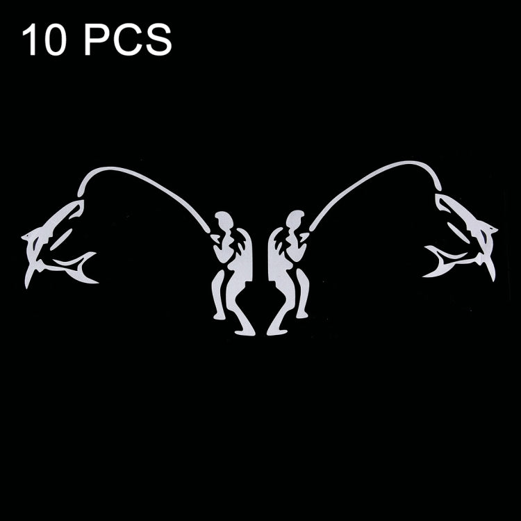 10 PCS Dual Funny Go Fishing Styling Reflective Car Sticker, Size: 25cm x 9.5cm(Silver) - Decorative Sticker by PMC Jewellery | Online Shopping South Africa | PMC Jewellery | Buy Now Pay Later Mobicred