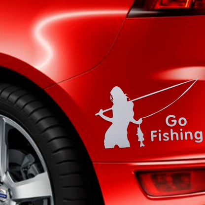 10 PCS Beauty Go Fishing Styling Reflective Car Sticker, Size: 14cm x 8.5cm(Silver) - Decorative Sticker by PMC Jewellery | Online Shopping South Africa | PMC Jewellery | Buy Now Pay Later Mobicred