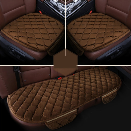 3 PCS / Set Luxurious Warm Car Seat Cover Cushion Universal Front Back Seat Covers Car Non-slip Chair Pad Warm Car Mats No Back Plush Cushion(Coffee) - Seat Accessories by PMC Jewellery | Online Shopping South Africa | PMC Jewellery | Buy Now Pay Later Mobicred