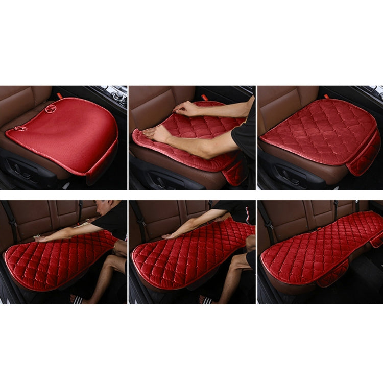 3 PCS / Set Luxurious Warm Car Seat Cover Cushion Universal Front Back Seat Covers Car Non-slip Chair Pad Warm Car Mats No Back Plush Cushion(Red) - Seat Accessories by PMC Jewellery | Online Shopping South Africa | PMC Jewellery | Buy Now Pay Later Mobicred