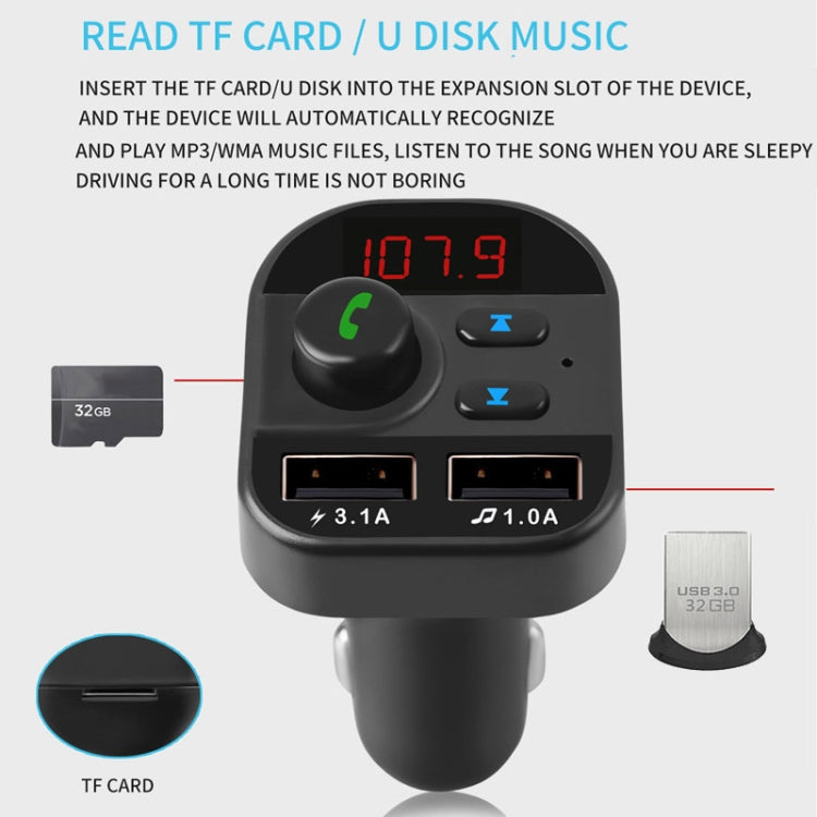 805E Dual USB Charging Bluetooth FM Transmitter MP3 Music Player Car Kit, Support Hands-Free Call  & Read TF Card / U Disk Music(Black) - Bluetooth Car Kits by PMC Jewellery | Online Shopping South Africa | PMC Jewellery | Buy Now Pay Later Mobicred